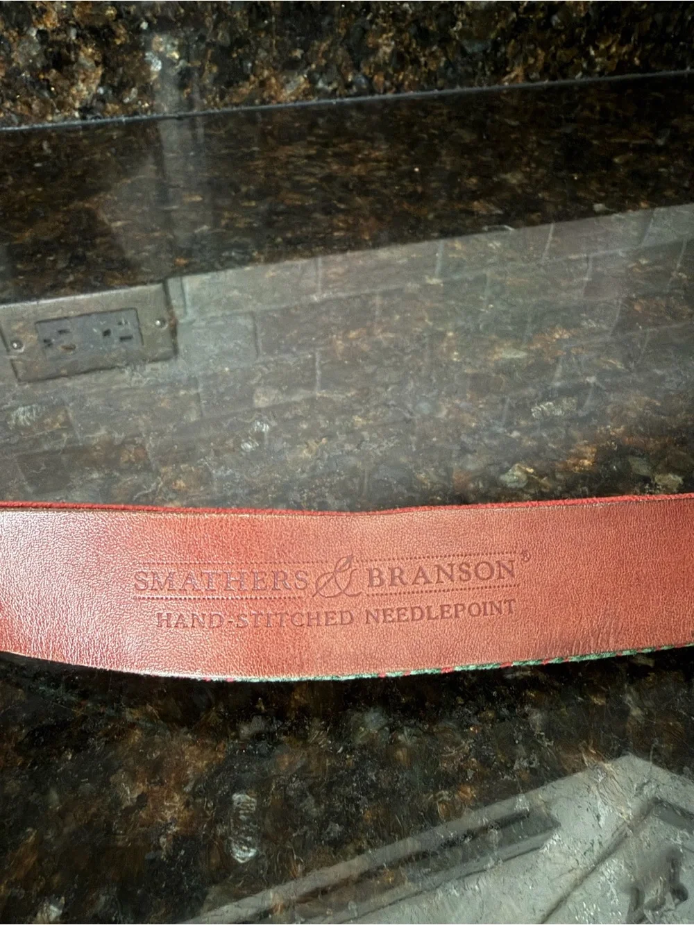 Smathers & Branson Ducks Labradors Hunting Needlepoint Leather Belt Mens 38
